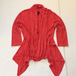 New Directions Coral Knit Boho Waterfall Cardigan, Handkerchief Hem, Size XL